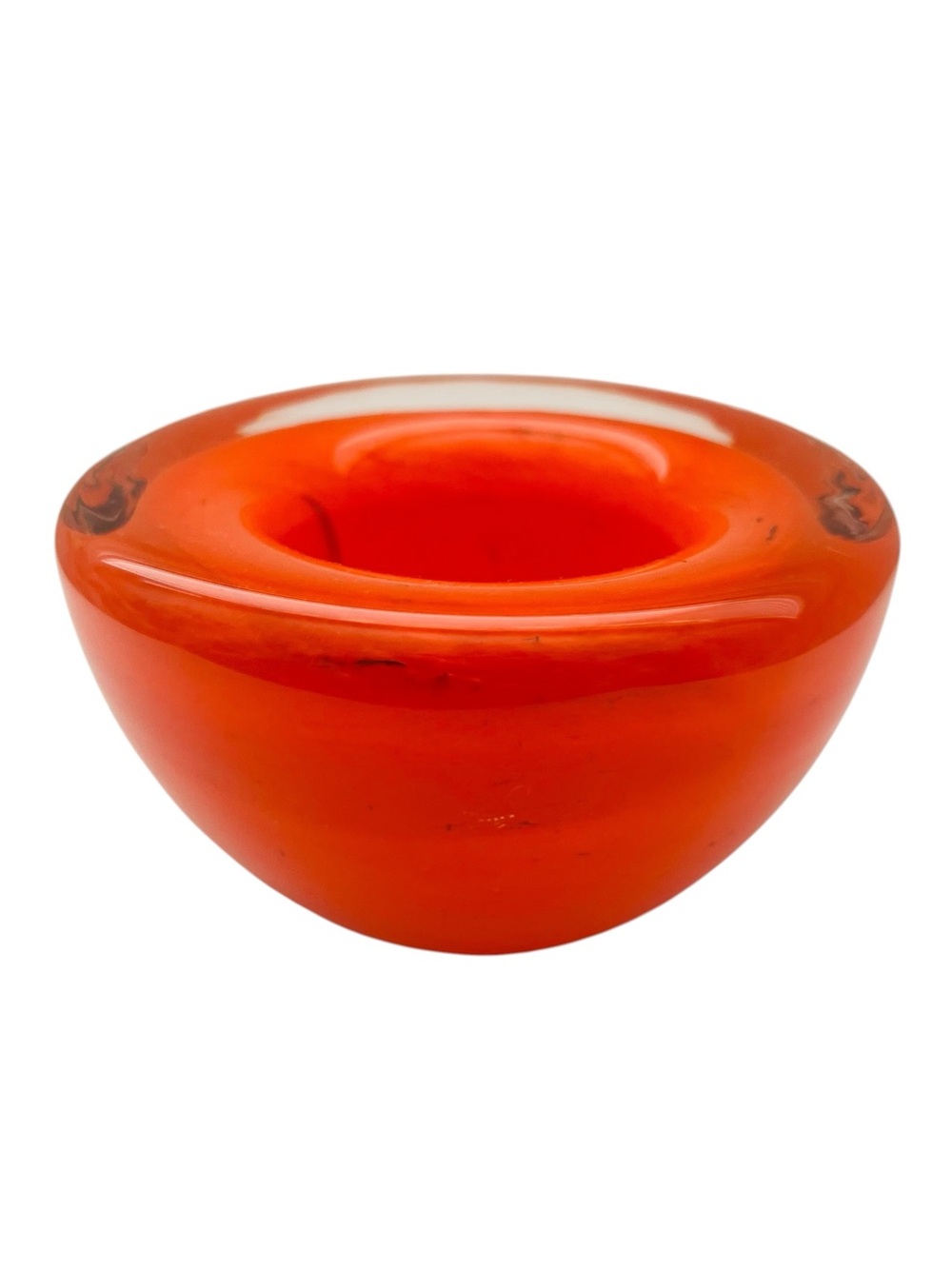 Vintage Kosta Boda Red Orange Swirl Art Glass Bowl